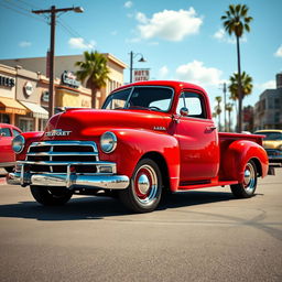 A stunning and imaginative rendition of a 1950 Chevrolet Deluxe transformed into a sleek pickup truck