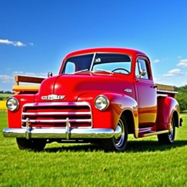 A classic 1950 Chevrolet Deluxe transformed into a pickup truck