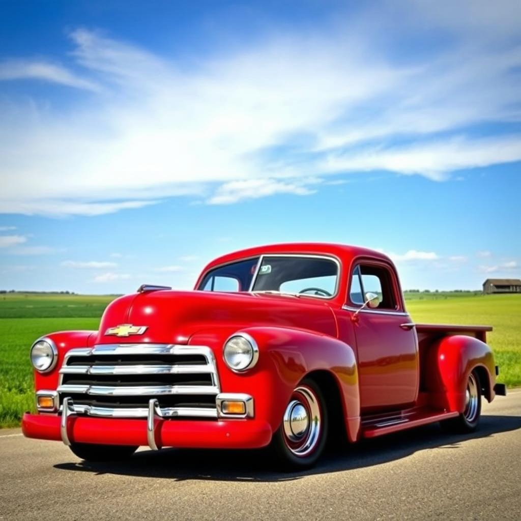 A classic 1950 Chevrolet Deluxe transformed into a pickup truck