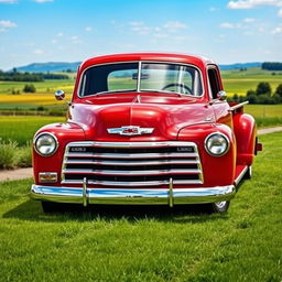 A classic 1950 Chevrolet Deluxe transformed into a pickup truck