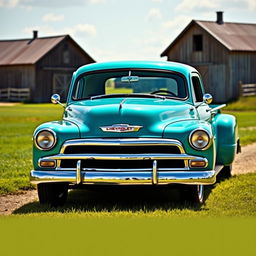 A 1950 Chevrolet Deluxe transformed into a pickup truck, showcasing its classic vintage design and iconic curves