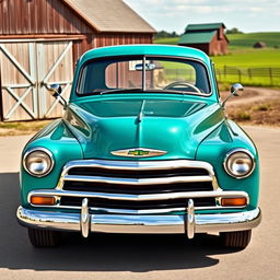 A 1950 Chevrolet Deluxe transformed into a pickup truck, showcasing its classic vintage design and iconic curves