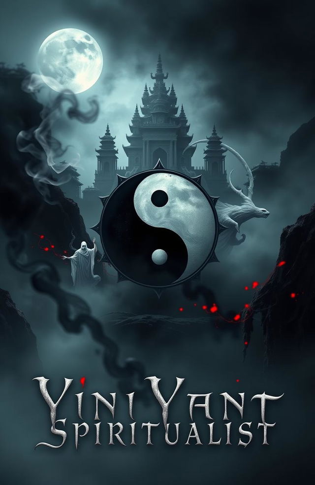 A captivating and eerie novel cover for a mystery death horror novel titled 'Yin Yang Spiritualist'