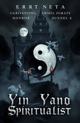 A captivating and eerie novel cover for a mystery death horror novel titled 'Yin Yang Spiritualist'