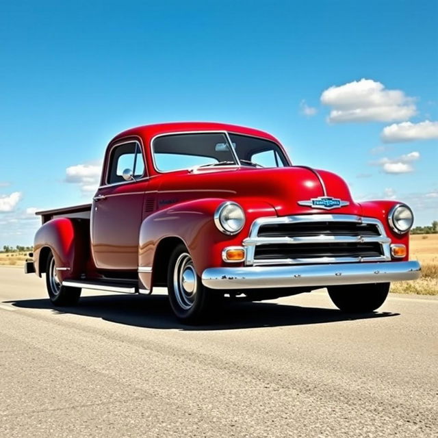 A Chevrolet Deluxe from 1950 transformed into a stylish pickup truck