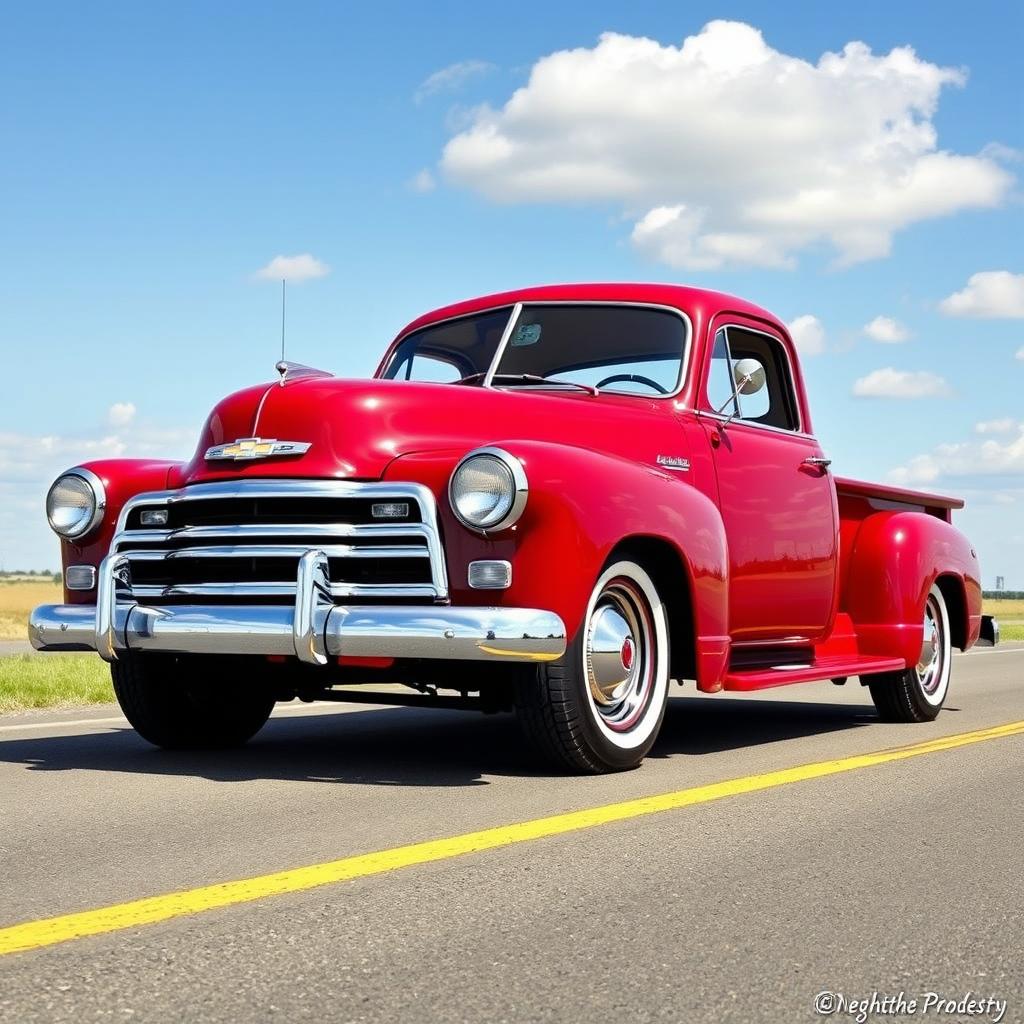 A Chevrolet Deluxe from 1950 transformed into a stylish pickup truck