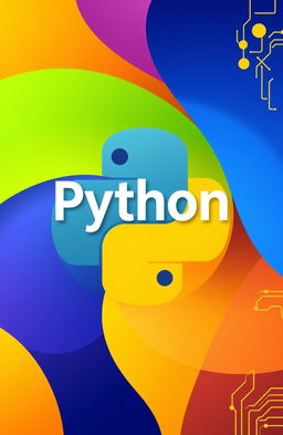 A vibrant cover page design for a computer science project, featuring bold, solid colors