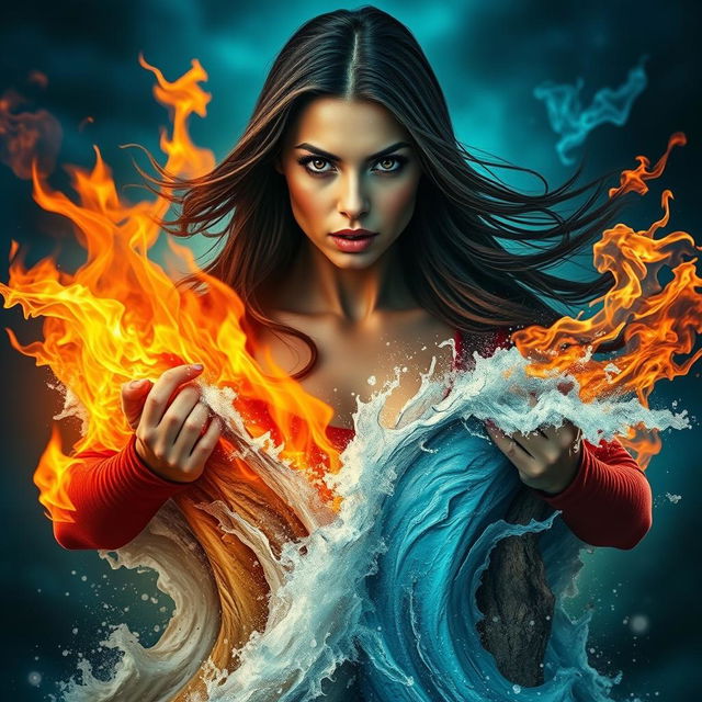 A dramatic book cover showcasing an adult woman with long dark brown hair flowing freely and deep brown eyes that reflect determination and strength