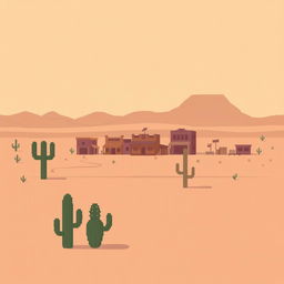 A 32x32 pixel minimalist pixel art image of a desert town called BrawlTown