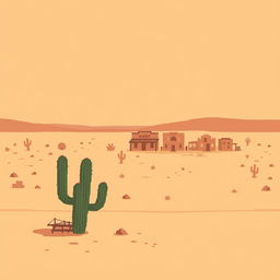 A 32x32 pixel minimalist pixel art image of a desert town called BrawlTown