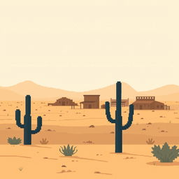 A 32x32 pixel minimalist pixel art image of a desert town set within a vast wasteland