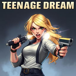 A realistic depiction of a 20-year-old blonde girl inspired by Marvel characters