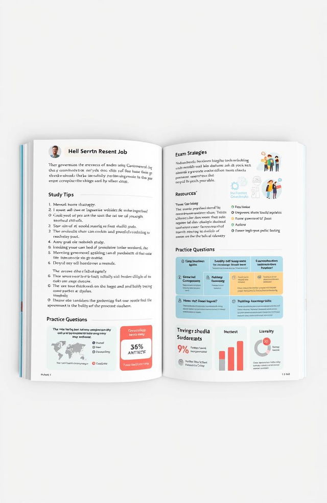 A detailed page layout for a government job preparation guidebook