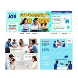 A vibrant and engaging Facebook page design dedicated to government job preparation