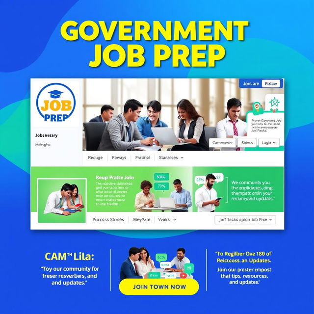 A vibrant and engaging Facebook page design dedicated to government job preparation