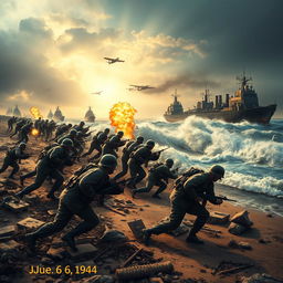 A dramatic representation of the D-Day landing at Normandy, June 6, 1944
