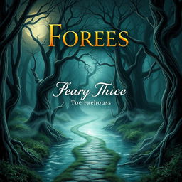 A captivating book cover design featuring a mystical forest scene