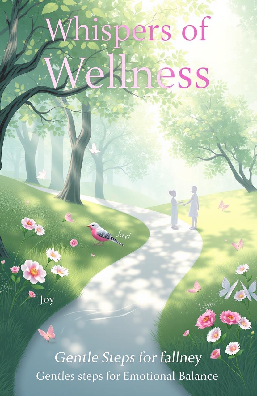 A serene and calming digital artwork illustrating the theme "Whispers of Wellness: Gentle Steps for Emotional Balance"