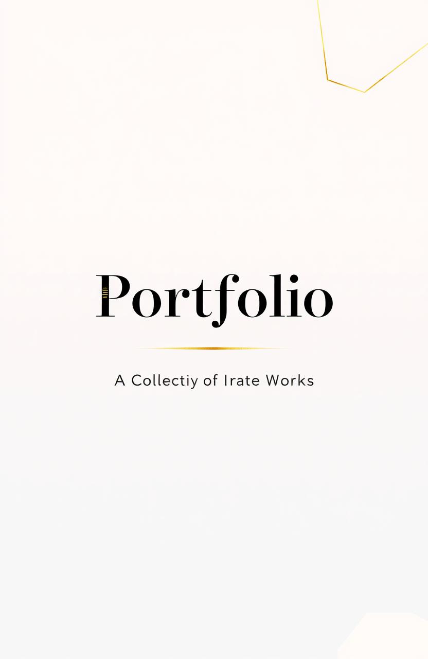 A stylish and modern portfolio cover page featuring an elegant design with a minimalist aesthetic