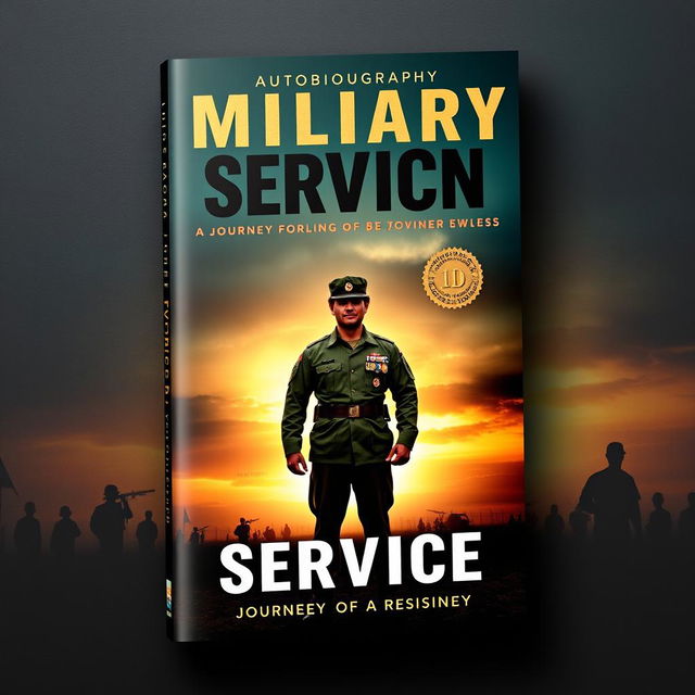 A striking book cover for an autobiography themed around military service