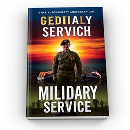 A striking book cover for an autobiography themed around military service