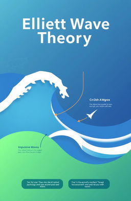 A conceptual illustration of Elliott Wave Theory, featuring a dynamic and colorful chart with clear, labeled waves and trends