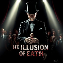 An intense and captivating movie poster for a horror thriller titled "The Illusion of Death"