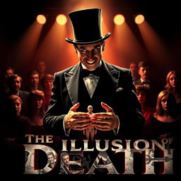 An intense and captivating movie poster for a horror thriller titled "The Illusion of Death"