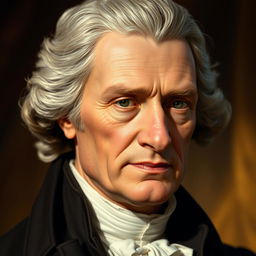 A close-up portrait of Thomas Jefferson, capturing the distinctive features of his face
