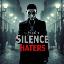 A hauntingly intriguing movie poster for a psychological thriller titled "Silence of the Haters"