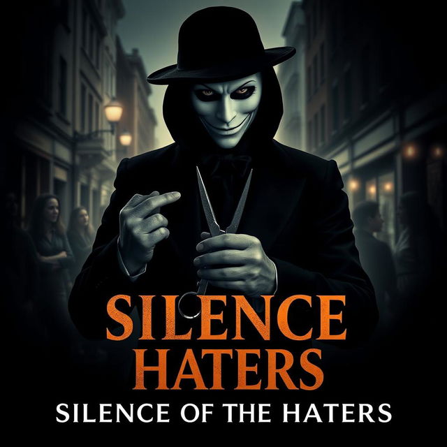 A hauntingly intriguing movie poster for a psychological thriller titled "Silence of the Haters"