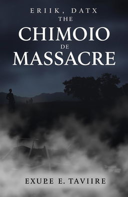 A haunting book cover depicting a somber and reflective scene at the Chimoio massacre