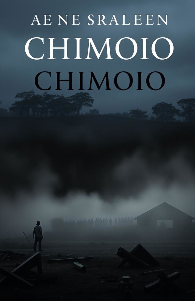 A haunting book cover depicting a somber and reflective scene at the Chimoio massacre