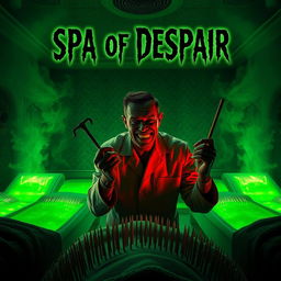 A striking and unsettling movie poster for a horror film titled "Spa of Despair"