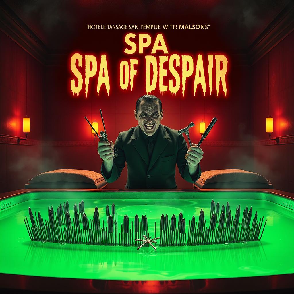 A striking and unsettling movie poster for a horror film titled "Spa of Despair"