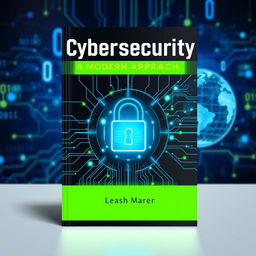A visually striking book cover design for a cybersecurity theme, featuring a modern digital aesthetic