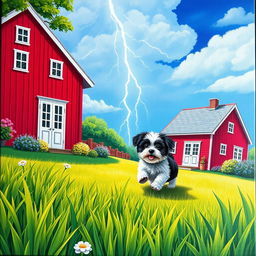 A picturesque summer garden scene illustrated on a canvas sized like a book