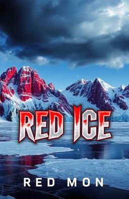 The book cover of 'Red Ice', featuring a dramatic landscape of a brutal, icy terrain