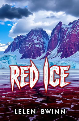 The book cover of 'Red Ice', featuring a dramatic landscape of a brutal, icy terrain
