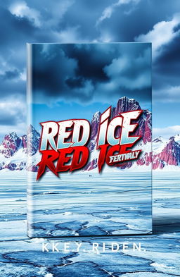 The book cover of 'Red Ice', featuring a dramatic landscape of a brutal, icy terrain