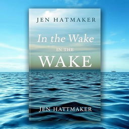 A book cover design for 'In the Wake' by Jen Hatmaker, featuring a tranquil yet thought-provoking background depicting rippling water under a serene sky, symbolizing reflection and emotional depth