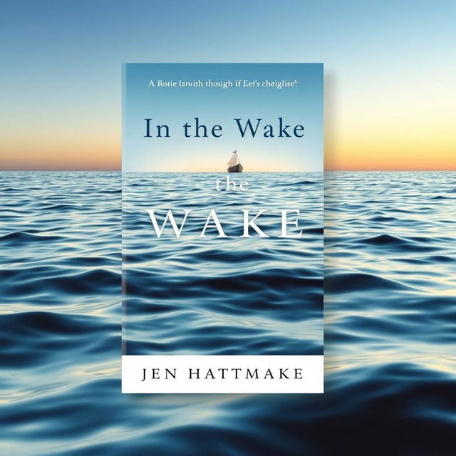 A book cover design for 'In the Wake' by Jen Hatmaker, featuring a tranquil yet thought-provoking background depicting rippling water under a serene sky, symbolizing reflection and emotional depth