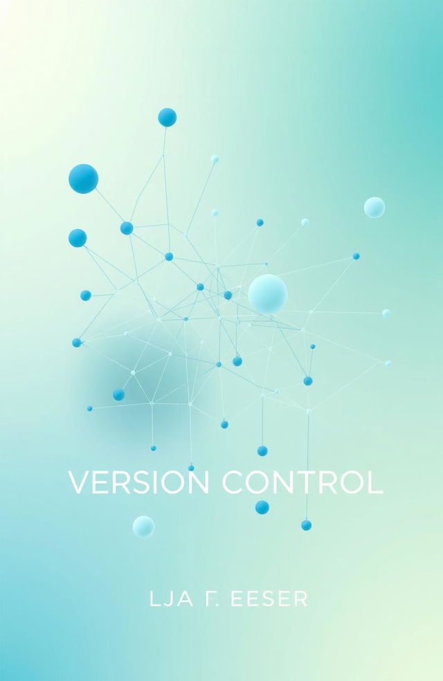 An abstract book cover design that creatively represents version control systems in a visually striking way