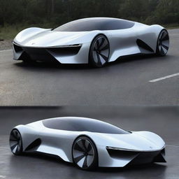 A futuristic concept car from 200 years in the future, showcasing advanced technology and sleek aesthetics.