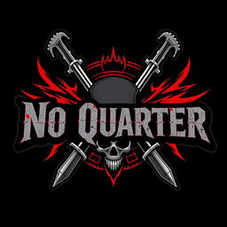 A bold and gritty logo for a hard rock band named 'No Quarter'
