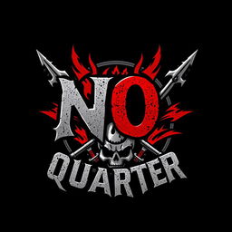 A bold and gritty logo for a hard rock band named 'No Quarter'