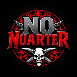 A bold and gritty logo for a hard rock band named 'No Quarter'