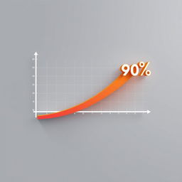 A digital illustration of a graph on a sleek background, featuring a line graph that steadily hovers at 50% on the Y-axis, and then showing a sharp step function increase, sharply rising to 90% in a dramatic fashion