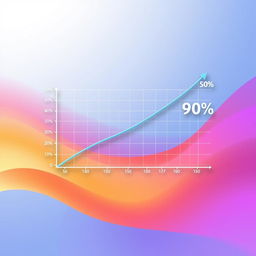 A digital illustration of a graph on a sleek background, featuring a line graph that steadily hovers at 50% on the Y-axis, and then showing a sharp step function increase, sharply rising to 90% in a dramatic fashion