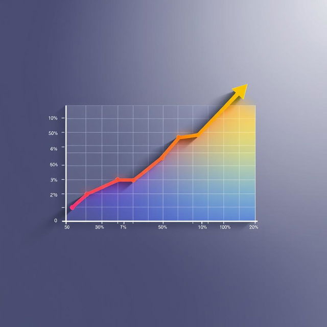 A digital illustration of a graph on a sleek background, featuring a line graph that steadily hovers at 50% on the Y-axis, and then showing a sharp step function increase, sharply rising to 90% in a dramatic fashion